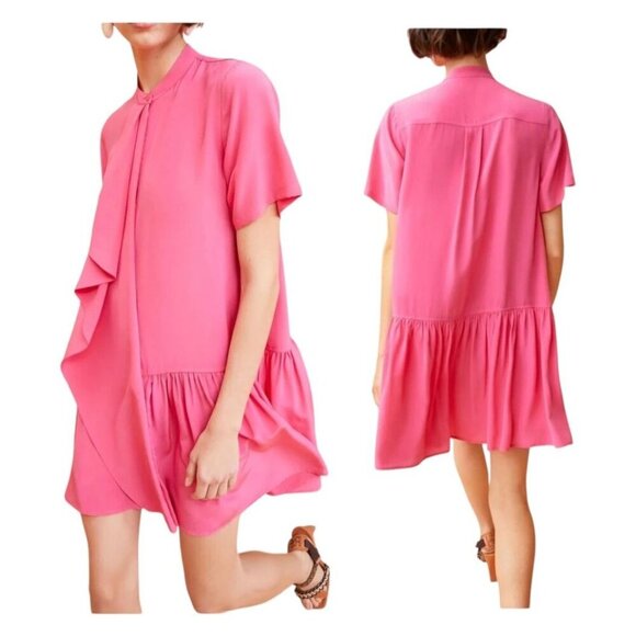 ULLA JOHNSON Adalyn Silk Mini Dress, Pink,‎ Size 4,  New with tag - Picture 1 of 16